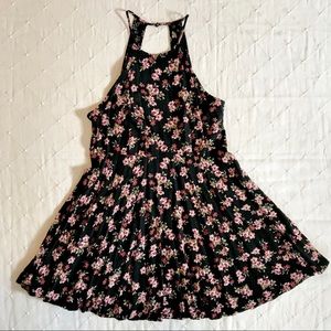 Black Floral Halter Dress